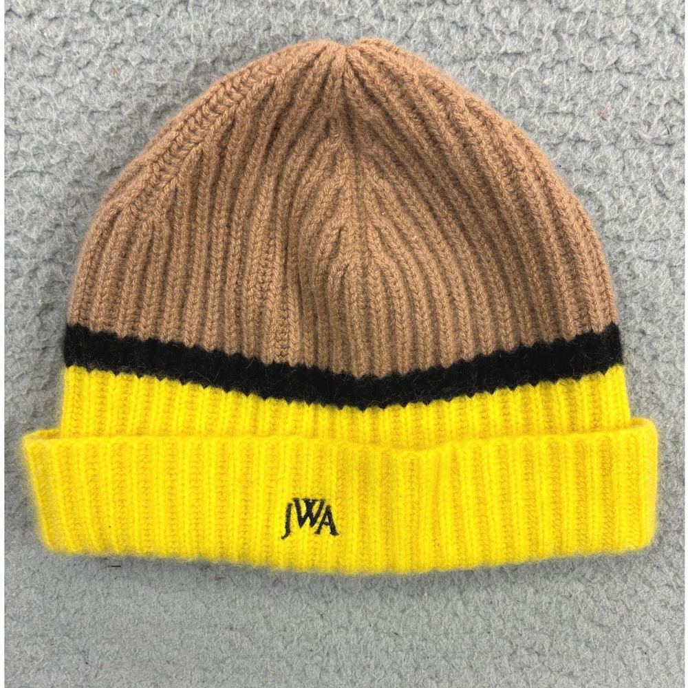 Uniqlo JW Anderson Ribbed Beanie Hat Unisex One Size Yellow Cashmere Knit Warm